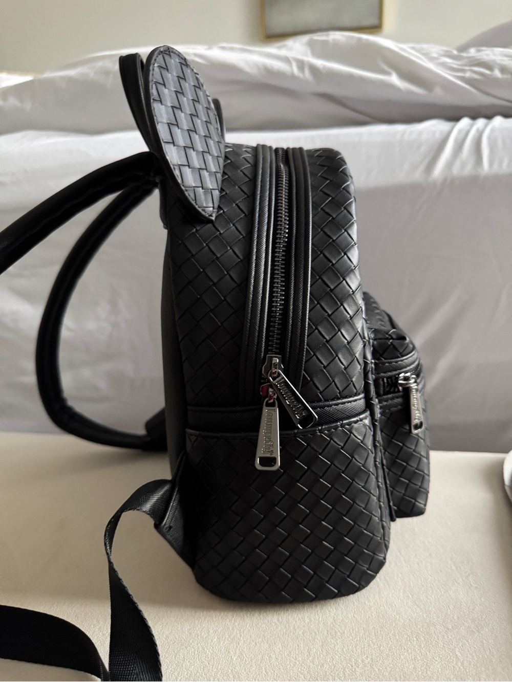 Disney Black Woven Mini Backpack with Ear Silhouette - Picture 11 of 12